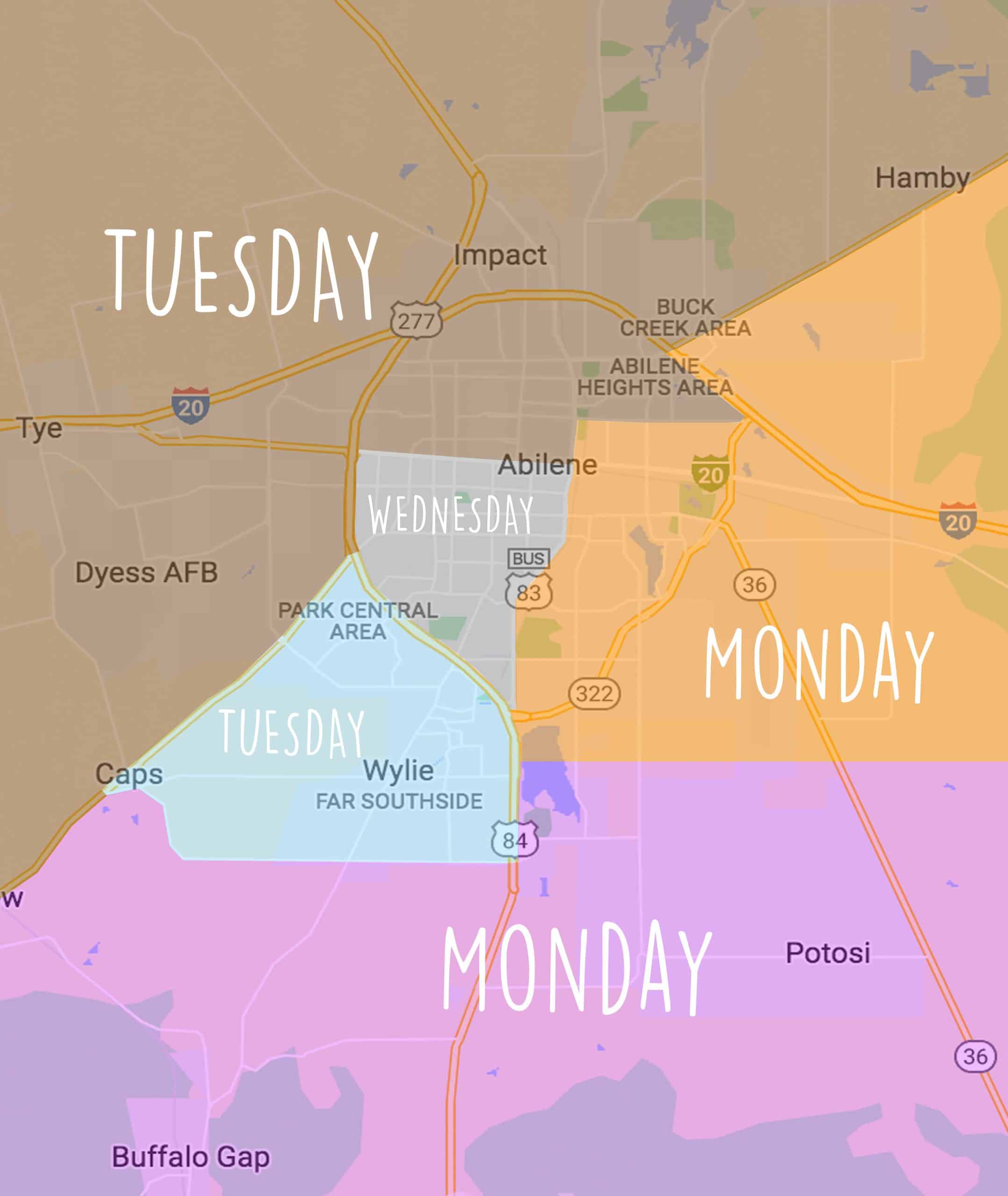 Abilene Service Map for Good Earth Recycling