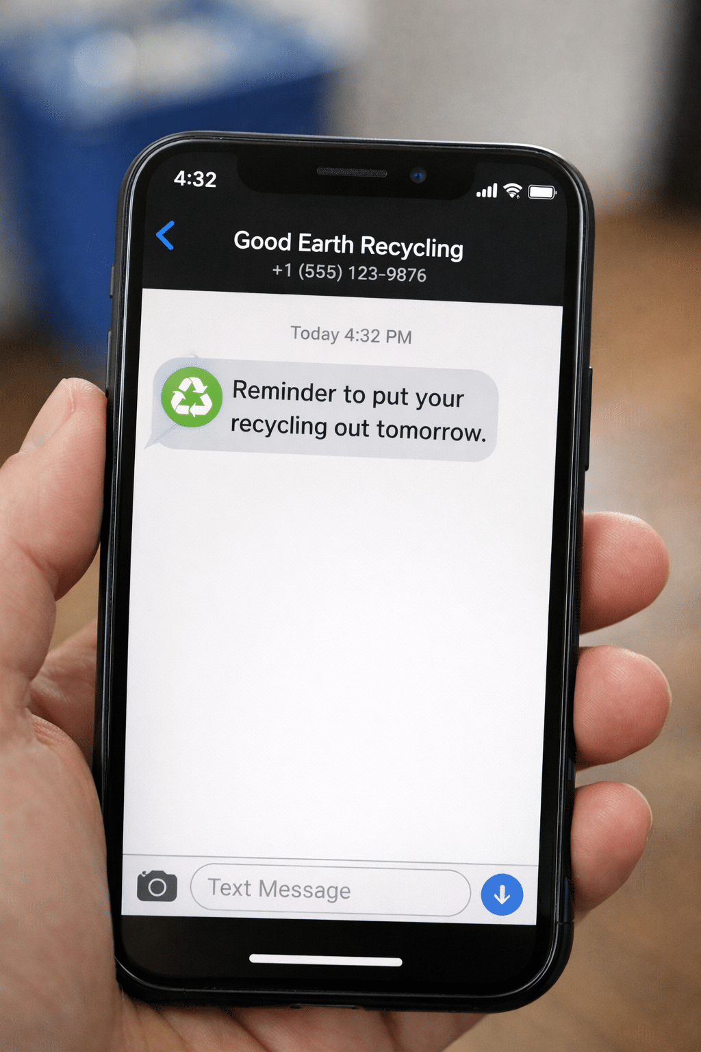 Good Earth Recycling Text message reminder