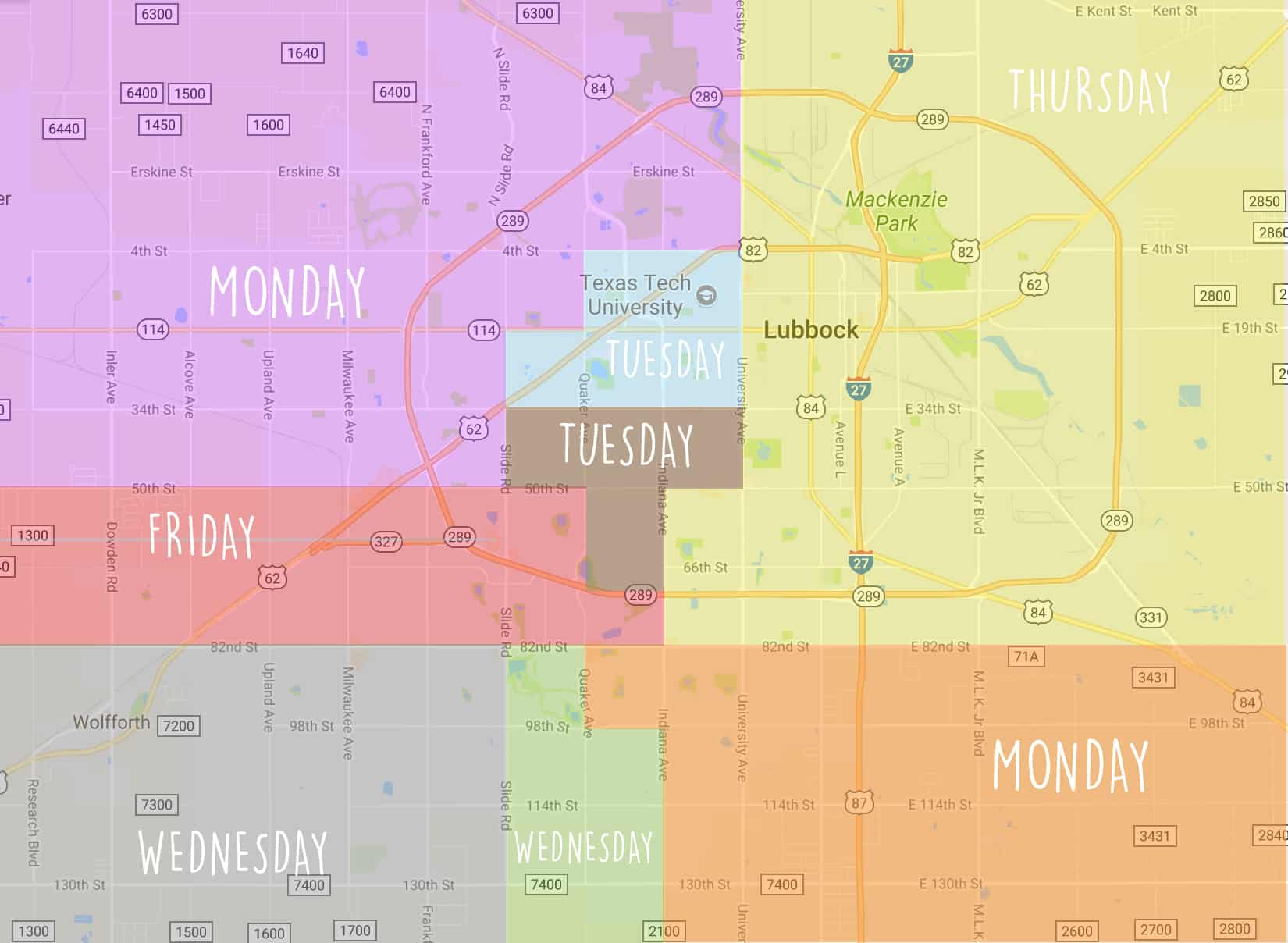 Lubbock Recycling Service Map
