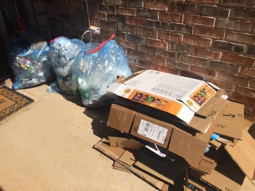 OrganizedRecycling Blue bags of recycling with Good Earth Recycling