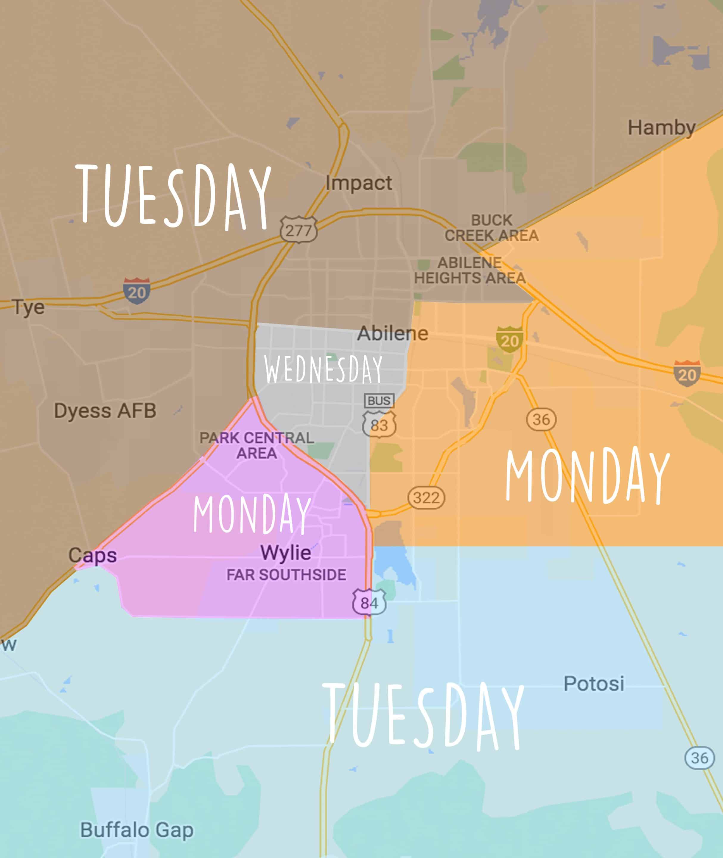 Recycling Service Map for Abilene Texas